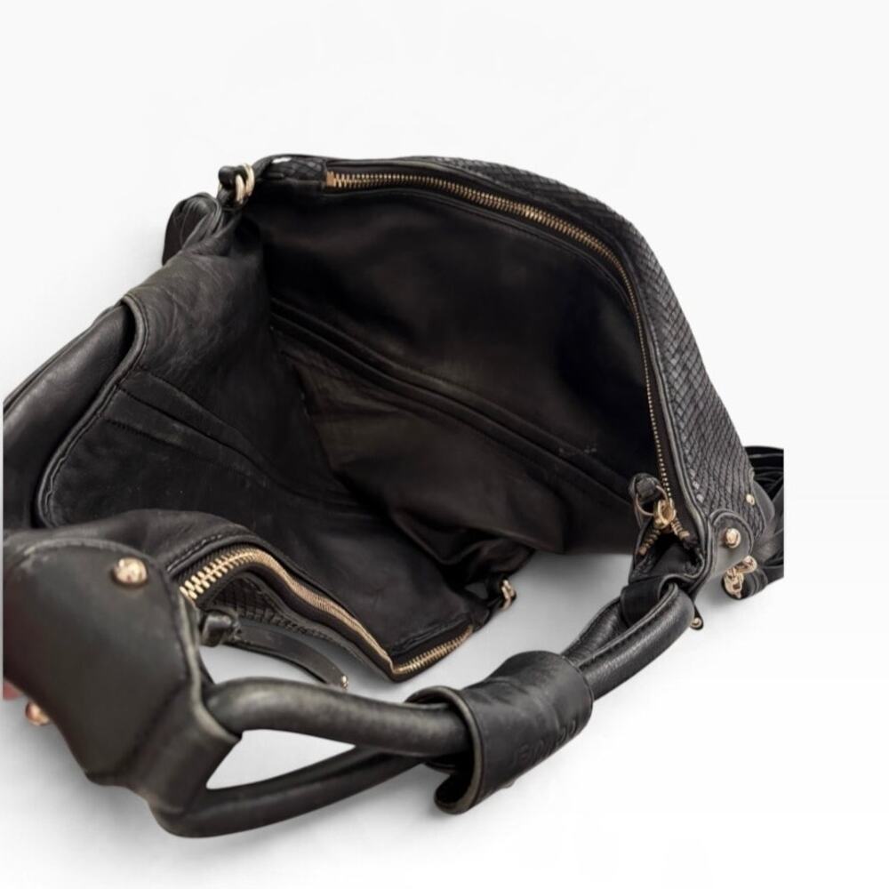 BOTKIER CHRYSTIE BLACK LEATHER HOBO HANDBAG - Picture 10 of 11